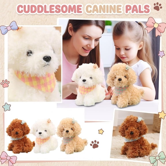 12 Inch Adorable Brown Plush Puppy Toy, Soft Fluffy Stuffed Animal With Lifelike Details, Huggable Companion For Cuddling, Playtime, Bedroom Decor, Perfect Gift For Family, Kids