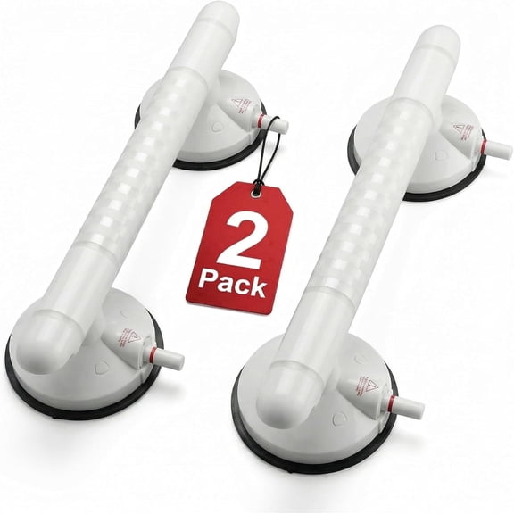 SAFH Air-Powered Suction Grab Bar, 12 inch Bathroom Safety Handle, Strong Suction Shower Handle for Seniors, Injured and Handicap(2 Pack)