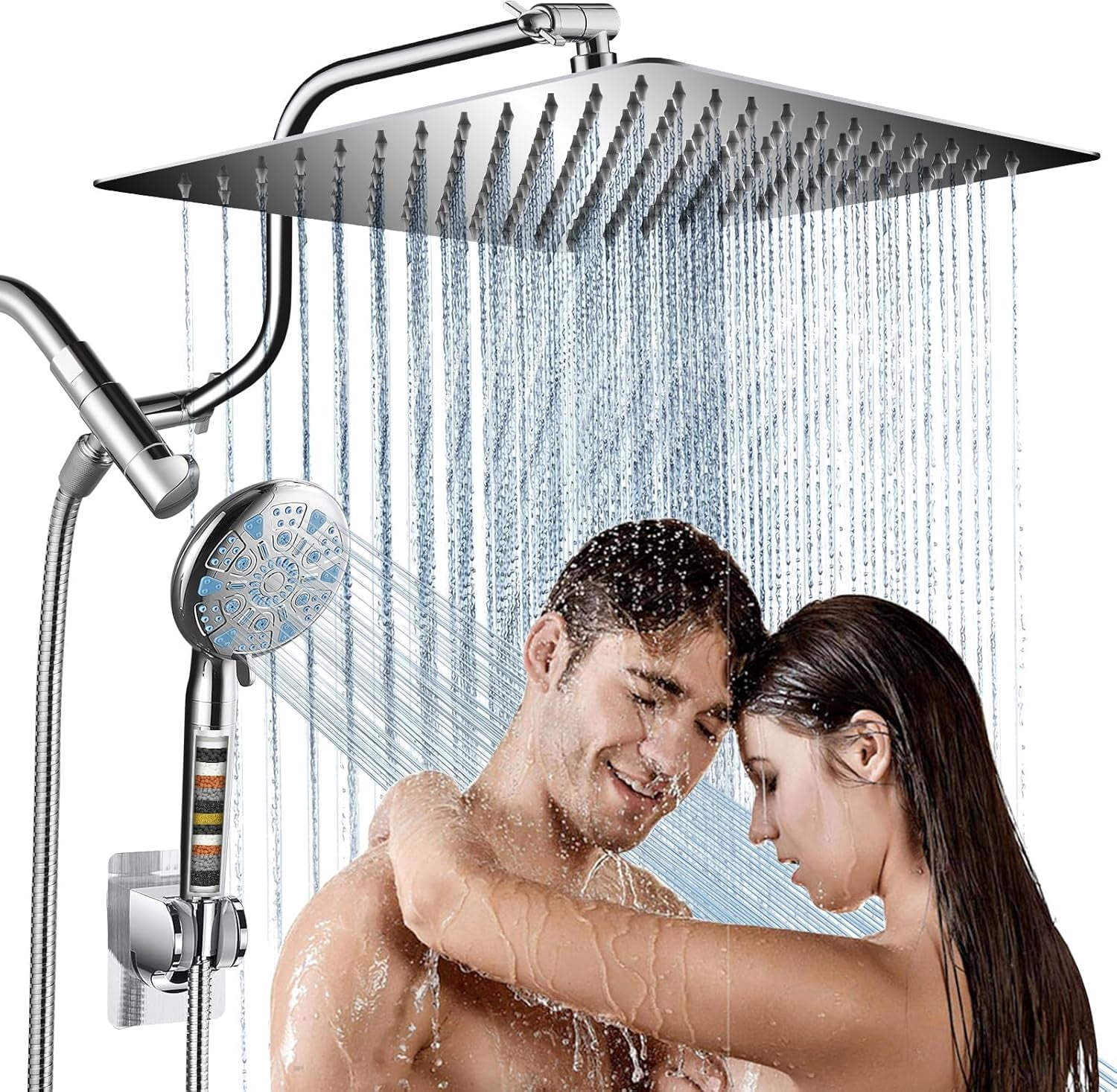 12 Inch All Metal 3Way Rain Shower Head, High Pressure Shower Head