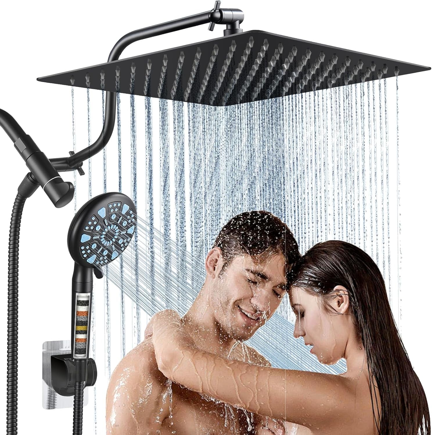 12 Inch All Metal 3Way Rain Shower Head, High Pressure Shower Head