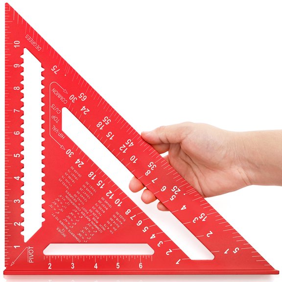 12 Inch Aluminum Rafter Square Triangle Measuring Layout Tool Red