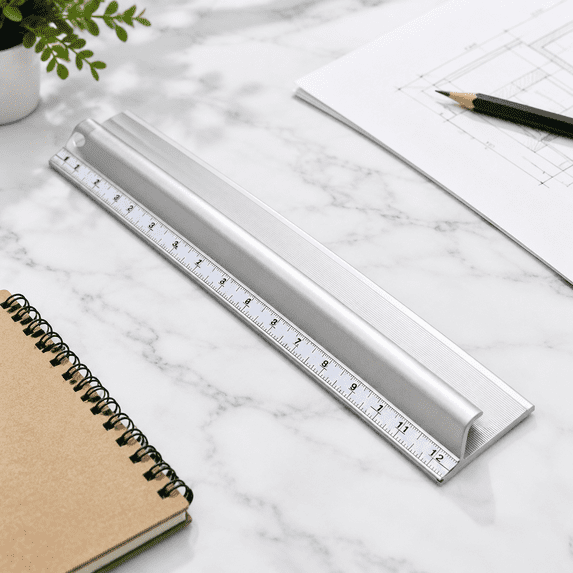 12 Inch Aluminum Safety Ruler with Finger Guard, Heavy Duty Metal ...