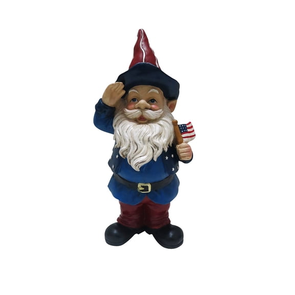 12 Inch Americana Gnome With Flag - Small