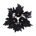 thumbnail image 1 of 12 Inch Artificial Black Rose Candle Ring Wreath, Gothic Black Foliage Mini Wreath, Halloween Spooky Candle Holder Decor for Table Mantel, 1-Pack, 1 of 6