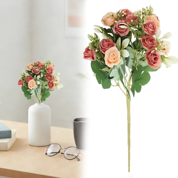 12 Inch Artificial Flowers,1PCS Wedding Bouquets for Bride Bridesmaid,Artificial Rose Bouquet Fake Silk Roses Flowers Bunches Bulk for Home Office Garden Parties Decoration(Brown)