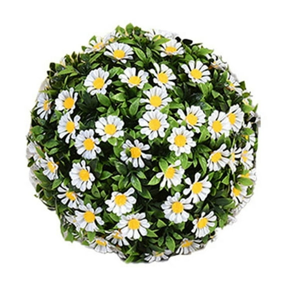 12 Inch Artificial Plant Topiary Ball with Flowers Large Faux Boxwood Balls Outdoor Indoor Round Topiary Balls for Backyard Balcony Garden Wedding and Home Décor
