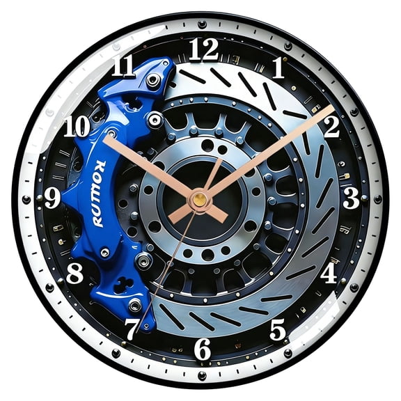 12 Inch Automotive Rim Shaped Silent Wall Clock Battery Powered HD Glass Industrial Garage Bedroom Decor 11.81 In (Style C)