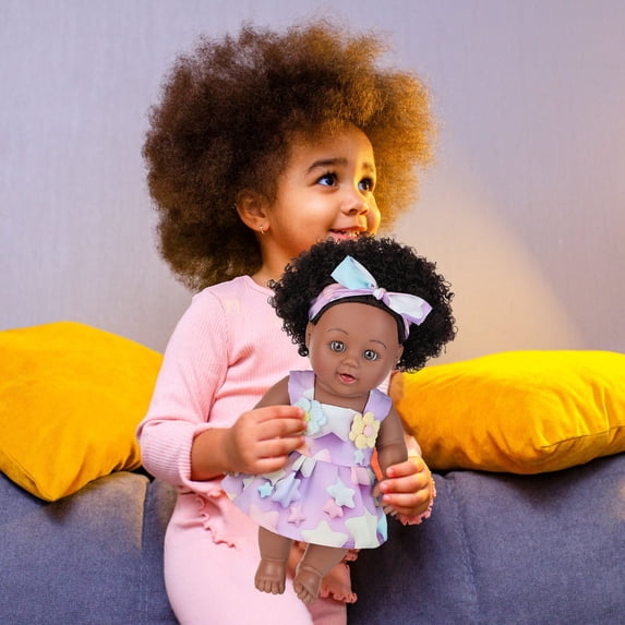 12 Inch Baby Doll Toys,Curly Hairstyle Toys,360 Rotate Joint Toys,Safe Vinyl Material Toys,Nurturing Care Play Toys,Imagination Development Toys,Soft Touch Doll Toys,Kids Festival Gift Toys