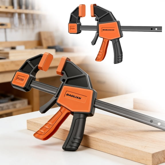 12 Inch Bar Clamps For Woodworking With 2-Piece Clamp Connector, 12" Quick-Release Wood Clamps With 150 Lbs Load Limit, Trigger Clamp Set, One-Handed Clamps/Spreader For Woodworking