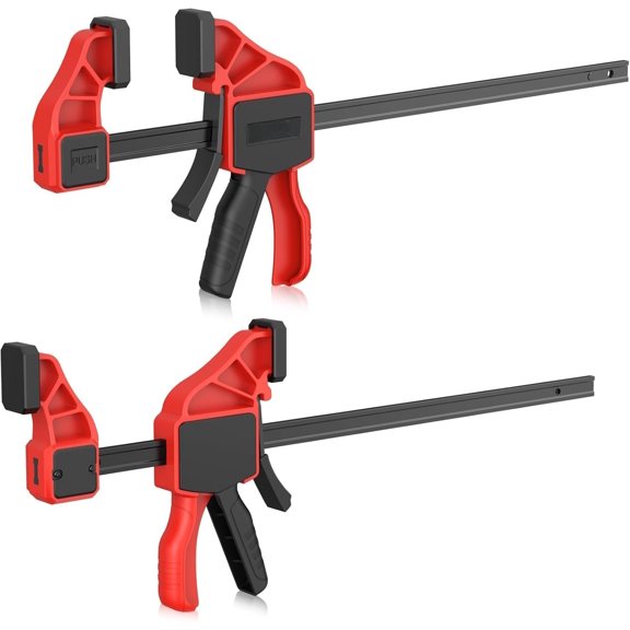 12-Inch Bar Clamps for Woodworking, 2 count 165lbs Quick Release Woodworking Clamps, 2-In-1 Ratchet Bar Clamp Set/Spreader, One Handed  Clamps for Hand  Working, DIY Projects