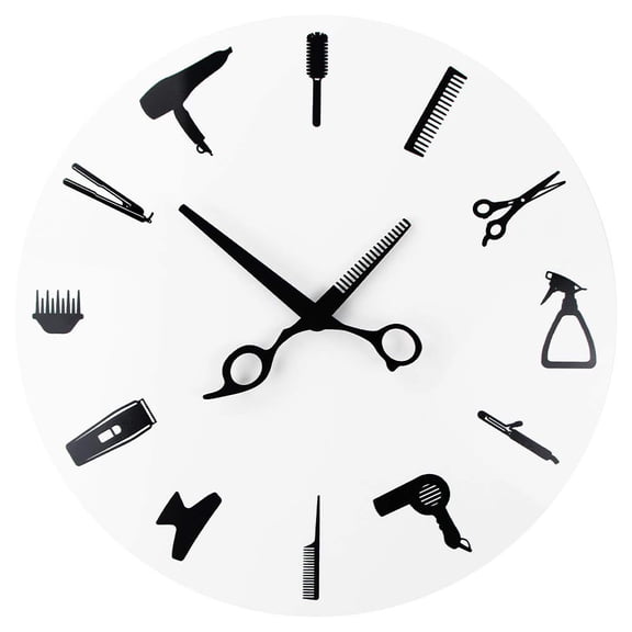 12 Inch Barber Equipment Tools Wall Clock Modern Design Barber Shop Business Sign Wall Watch Beauty Hair Salon Clock