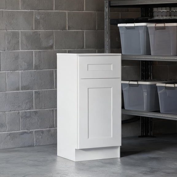 12-Inch Base Cabinet, Compact White Wood Shaker Unit with Soft-Close Storage