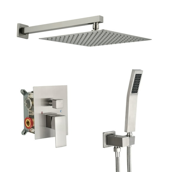 12 Inch Bathroom Luxury Rain Mixer Complete Combo Set Wall Mounted Rainfall Shower Head and Handle System