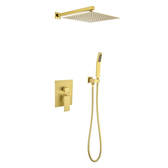 12 Inch Bathroom Rain Shower System Set Wall Mount, Rainfall Shower Head with Handheld