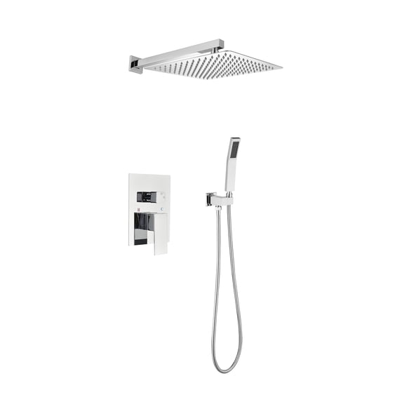 12 Inch Bathroom Rain Shower System Set Wall Mount, Rainfall Shower Head with Handheld