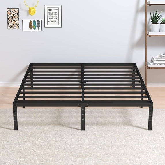 12 Inch Bed Frame Queen Size No Box Spring Needed, Heavy Duty Queen Platform Metal Bed Frame Support Up to 3000 lbs, Easy Assembly, Noise Free, Black