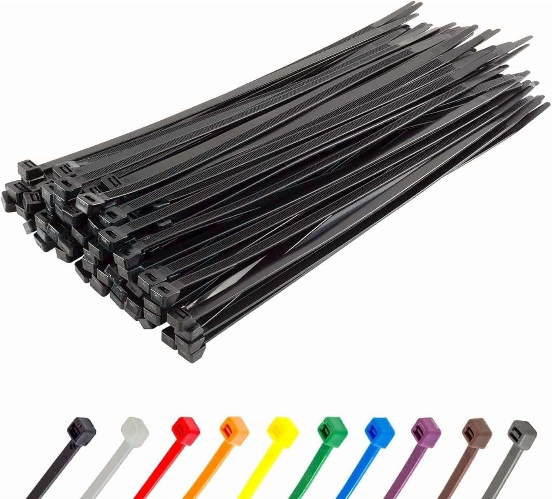 12 Inch Black Heavy Duty Zip Ties, 100 Pack, 120lb Strength, UV Resistant Nylon Cable Ties, Self-Locking 12" Tie Wraps