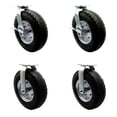 thumbnail image 1 of 12 Inch Black Pneumatic Wheel Caster Set 2 Swivel with Brake Swivel Lock 2 Rigid, 1 of 2