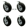 thumbnail image 1 of 12 Inch Black Pneumatic Wheel Caster Set 2 Swivel with Swivel Locks and 2 Rigid, 1 of 2