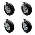 thumbnail image 1 of 12 Inch Black Pneumatic Wheel Caster Set 4 Swivel with 2 Brakes Service Caster, 1 of 2