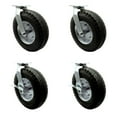 thumbnail image 1 of 12 Inch Black Pneumatic Wheel Caster Set 4 Swivel with Swivel Locks 2 with Brake, 1 of 2