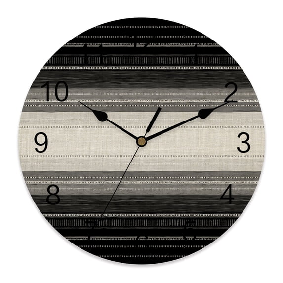 12 Inch Black Striped Wall Clock, Boho Modern Minimalist Abstract ...