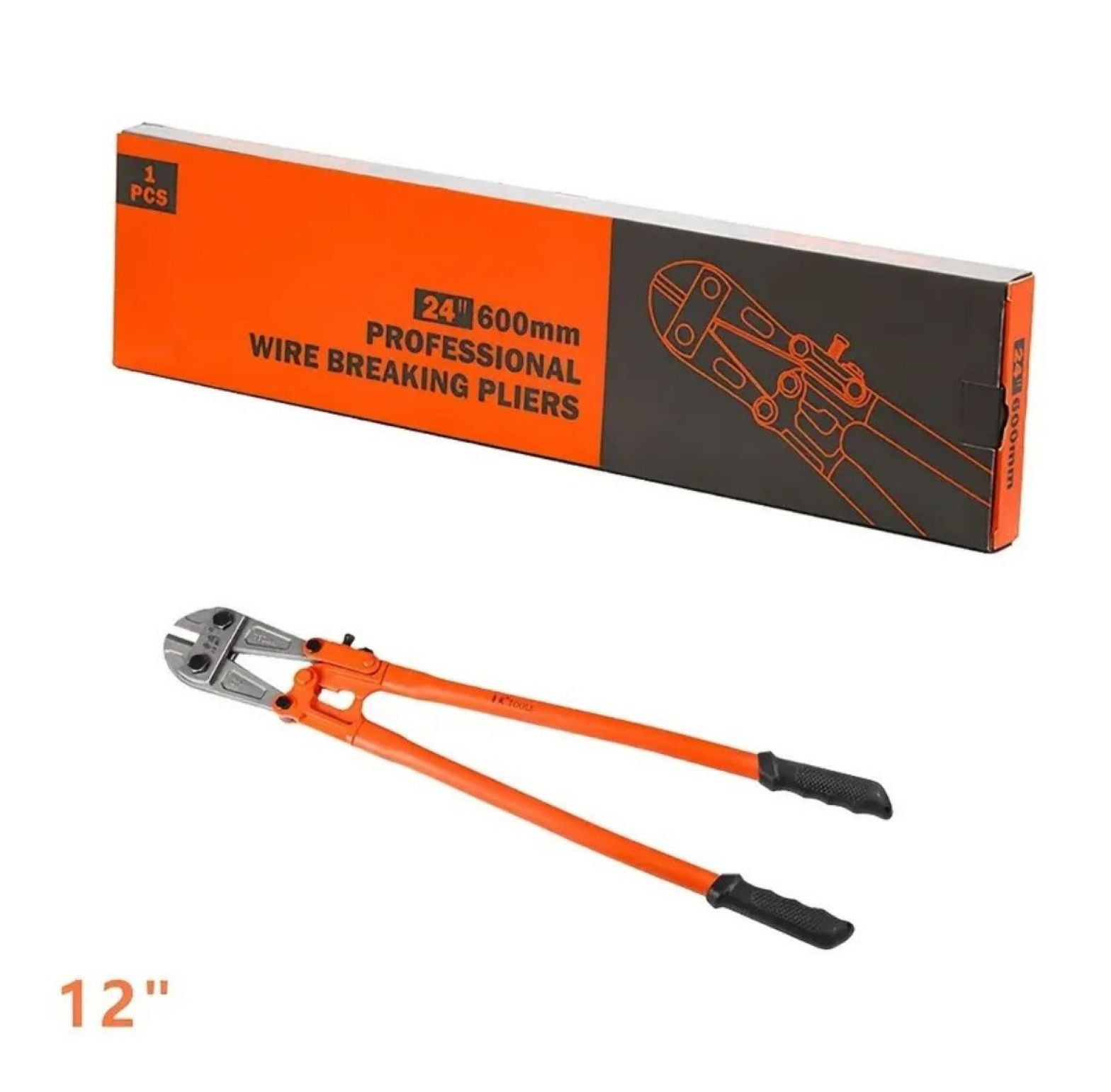 12 Inch Bolt Cutters - Heavy Duty Steel Wire Cutter, Fence Cutter, Small Chain & Screw Cutters with Ergonomic Rubber Grip