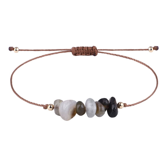 12 Inch Bracelet Irregular Natural Stone Handmade Braided Bracelet - Adjustable Irregular Drawstring Thread Bracelet Lanyard - For Unisex Daily Wear & Gift