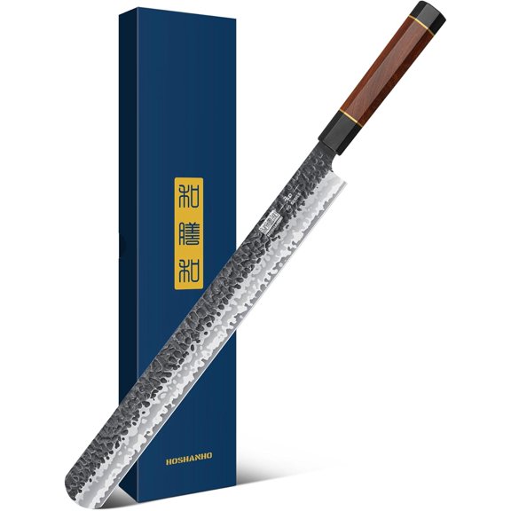 12 Inch Brisket Slicing Knife, Japanese Carving Knife for Meat Cutting and BBQ, Hand Ford Razor Sharp Knives with Ergonomic Octagonal Handle