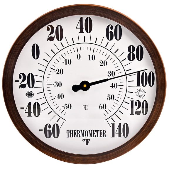 12 Inch Bronze Weather Thermometer, Indoor Outdoor Decorative Use