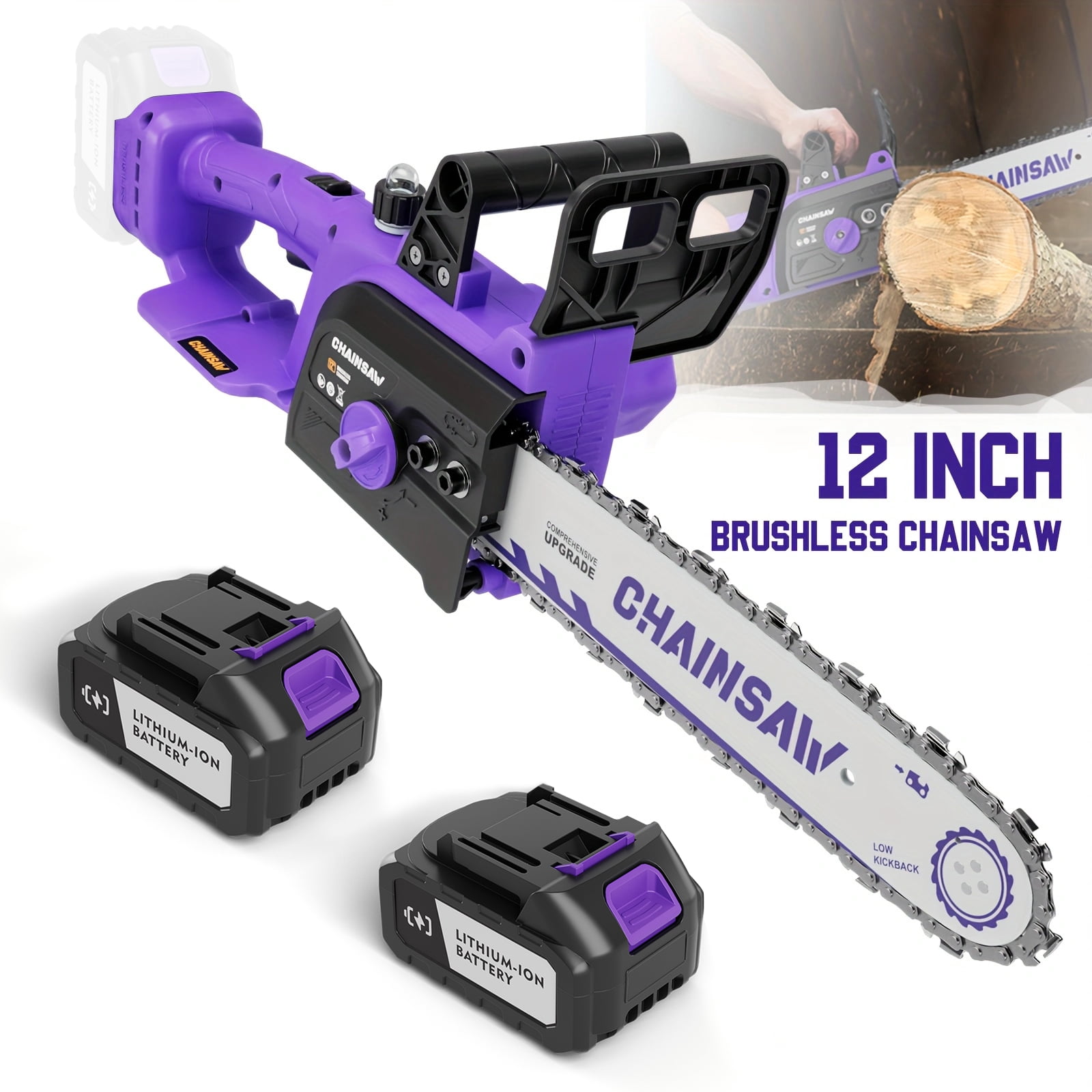12  Inch Brushless Cordless Chainsaw with 4.0AH Battery*2