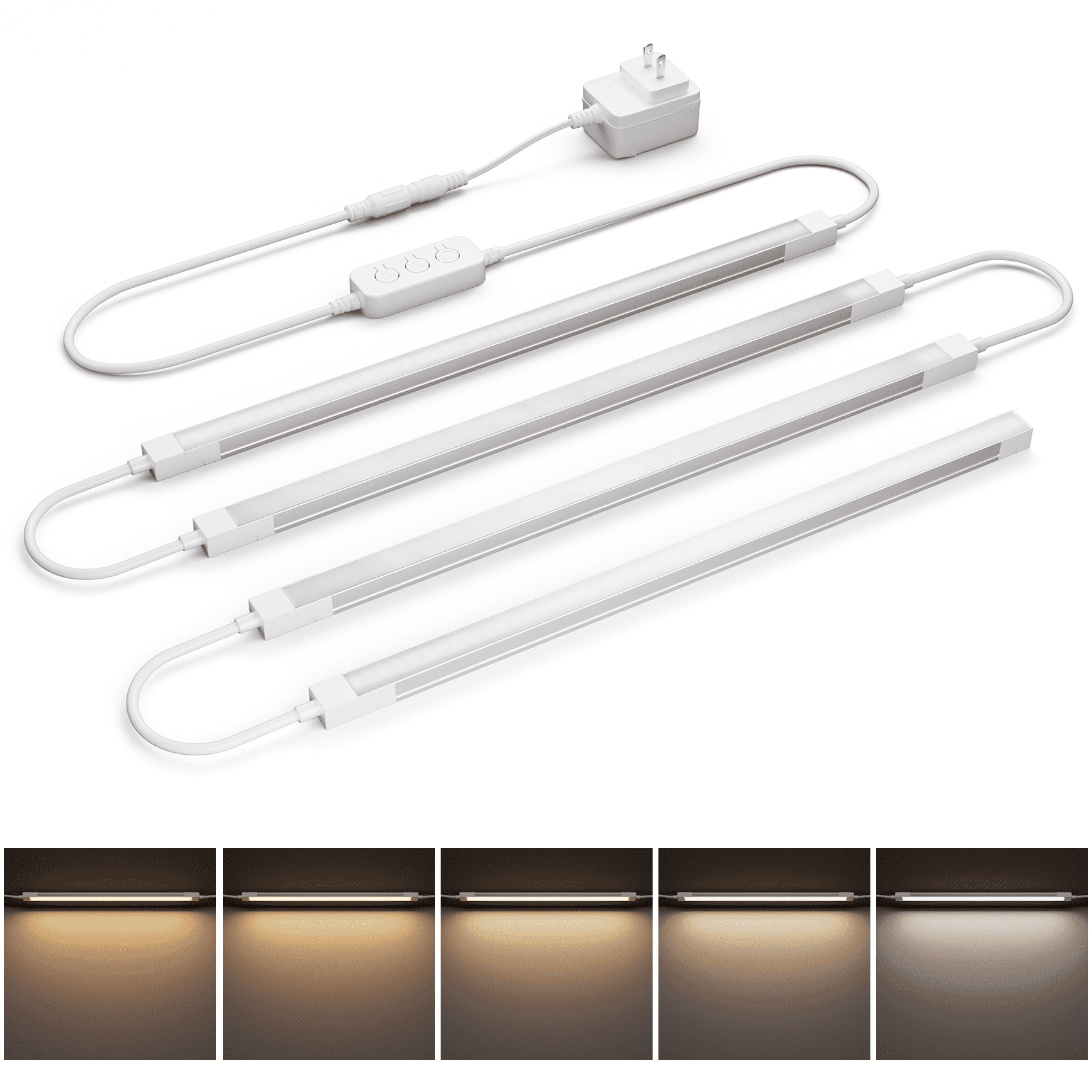 12-Inch Under Cabinet Lighting, Ultra Slim 5CCT Adjustable (2700K-5000K) Hardwired LED Cabinet Lights for Kitchen, Closet, Shelf, 24V Low Voltage, 4 Pack