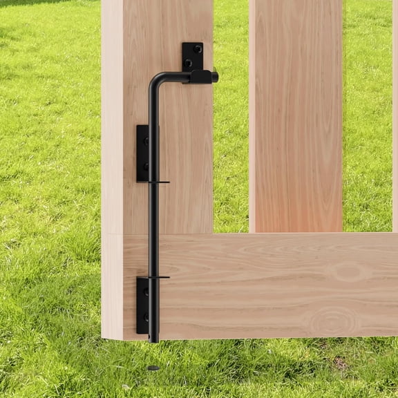 12 Inch Cane Bolt Gate Drop Rod, Square Heavy Duty Gate Latch, Cane Bolts for Wood Vinyl Metal Fences Gates-(Black Finish,1 Pack)