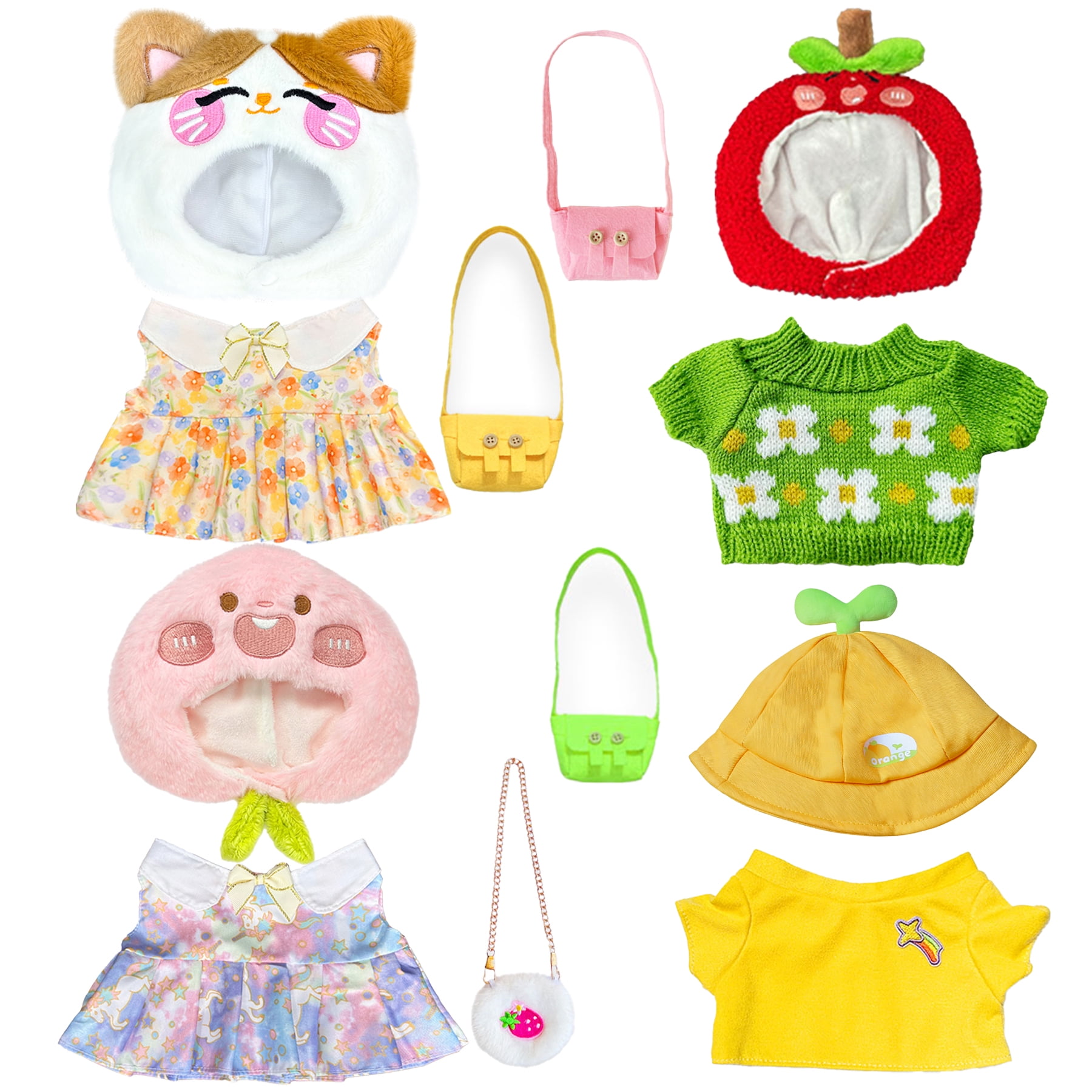 12-Inch Capybara Plush Outfit Set, Knit Sweaters, Hats/Hoods & Mini Bags, 4 Styles (Toy Not Included)