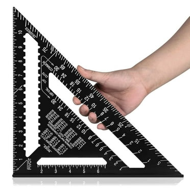 Beslands 12 Inch Carpenter Square Square Framing Square Measuring Tool for Engineer Woodworking, Aluminum Black