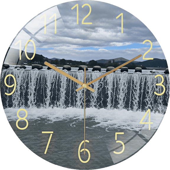 12 Inch Cascading Waterfall Glass Wall Clock For Living Room Bedroom Kitchen Acrylic DIY Hanging Silent Watch CHristmas Birthday Valentine's Day Gift