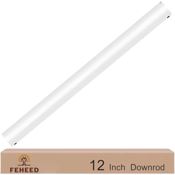 12 Inch Ceiling Fan Downrod, 1" Diameter White Ceiling Fan Extension Rod (No Threads),Universal Down Rods for Ceiling Fans,Easy Installation