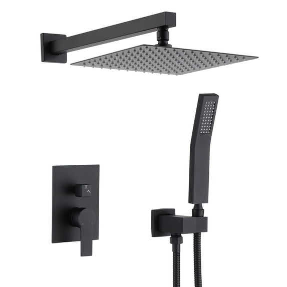 12 Inch Ceiling Mount Brushed Nickel Shower System Bathroom Luxury Rain Mixer Shower Combo Set Ceiling Rainfall Shower Head System