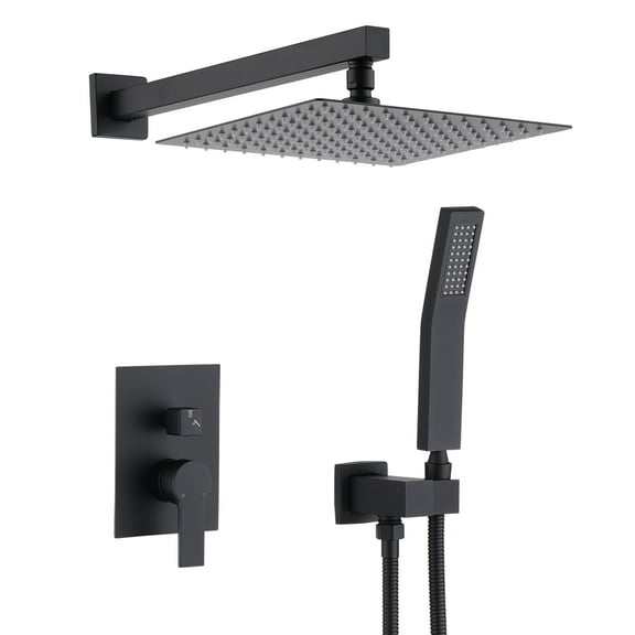 12 Inch Ceiling Mount Brushed Nickel Shower System Bathroom Luxury Rain Mixer Shower Combo Set Ceiling Rainfall Shower Head System