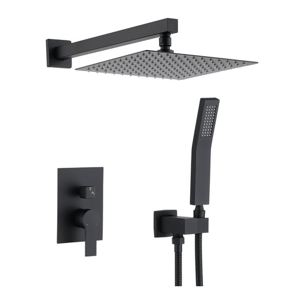 12 Inch Ceiling Mount Brushed Shower System Bathroom Luxury Rain Mixer Shower Combo Set Ceiling Rainfall Shower Head System