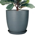 thumbnail image 1 of 12 inch Ceramic Planter,Large Round Plant Pots with Drainage Hole & Saucer for Indoor Trees Watering, for Christmas & Holiday Decor, Matte Gray, 1 of 7