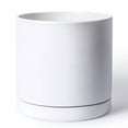 thumbnail image 1 of 12 Inch Ceramic Planter Pot with Drainage Hole and Saucer, Indoor Cylinder Round Planter Pot, White, 94-O-F-1, 1 of 6