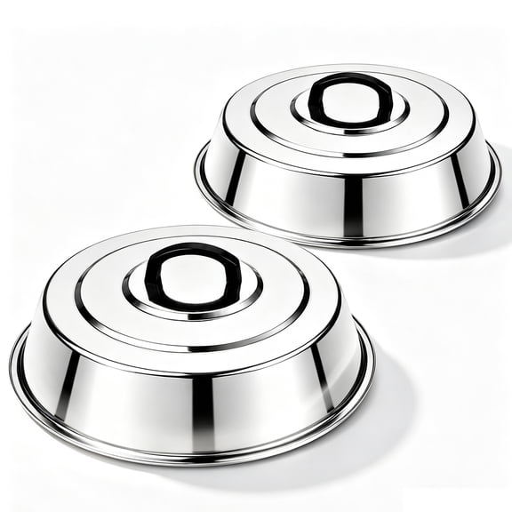 12 Inch Cheese Melting Dome Set of 2, Stainless Steel Basting Cover Compatible with Blackstone Griddles, Round Steamer Dome Lid with Heat-Resistant Handle for Flat Top Grill, Burgers & Vegetables