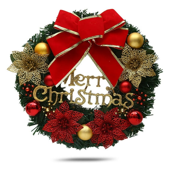 12in Christmas Wreath, Front Door Decoration Artificial Wreath Garland for House Party Outdoor Indoor