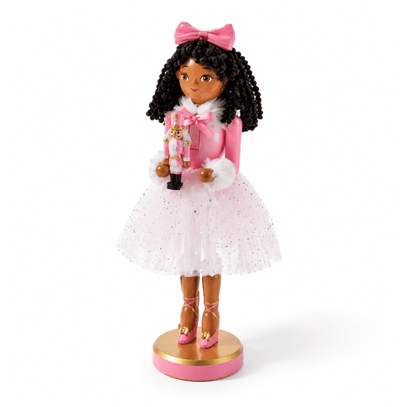 12 Inch Clara Nutcracker Figurine, Pink Glitter Dress, Holiday Decor