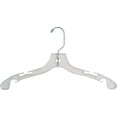 thumbnail image 1 of The Great American Hanger Company Clear Plastic Kids Top Hanger, Flat Hangers with Notches and Chrome Swivel Hook, 3 Sizes 12 Inch Box of 50, 1 of 3
