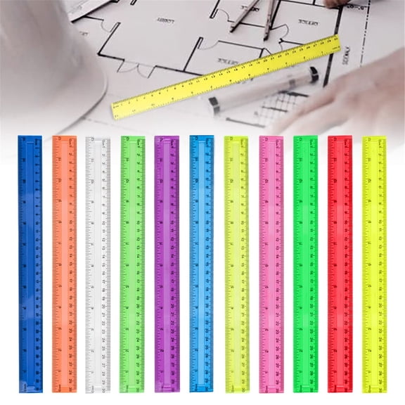 Back to Classroom Supplies Colorful Clear Plastic Ruler - 12 Inch with Cm, Mm, and Inch Scales for Classroom, Durable Measuring Tool,