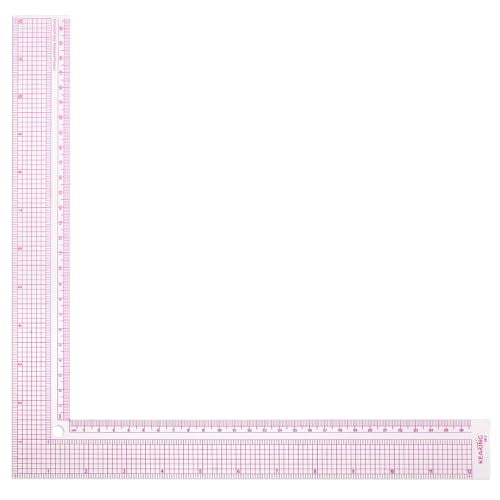 12 Inch Clear Sewing Rule, Plastic L-Square Sewing Ruler with Clear Scale, Framing Measuring Tool Supplies for Pattern Making Fabric Sewing French Curve Sewing Craft Tool with Grid LinesPink$$