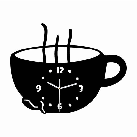 12 Inch Coffee Coffee cup clock Silent Non-Ticking Acrylic Creative Decorative Clock Applicable to for Kitchen Living Room Home