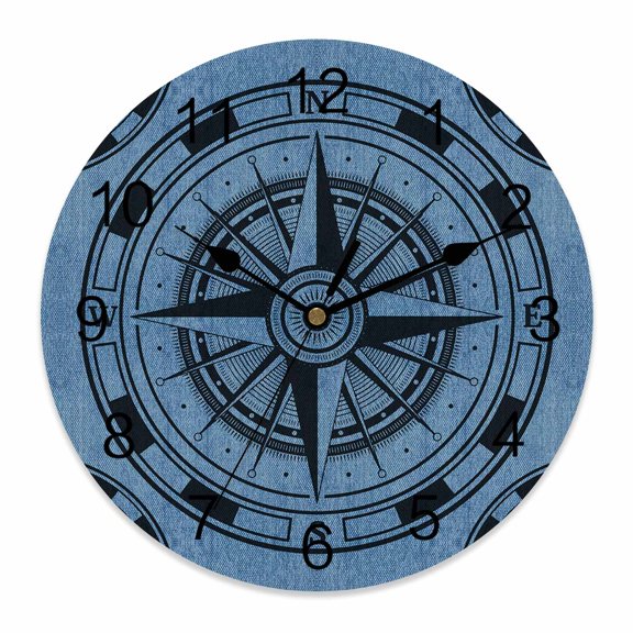 12 Inch Compass Circle Wall Clock, Dot Abstract Geometric Battery Operated Silent Non Ticking Clocks, Easy to Read Round Wall Clock for Kitchen/Living Room/Bedroom/Bathroom